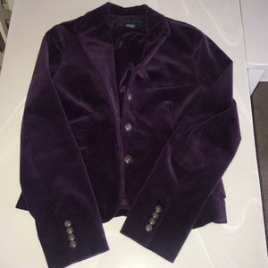RALPH LAUREN W’s Sz 8 Crop Corduroy Purple Blazer
